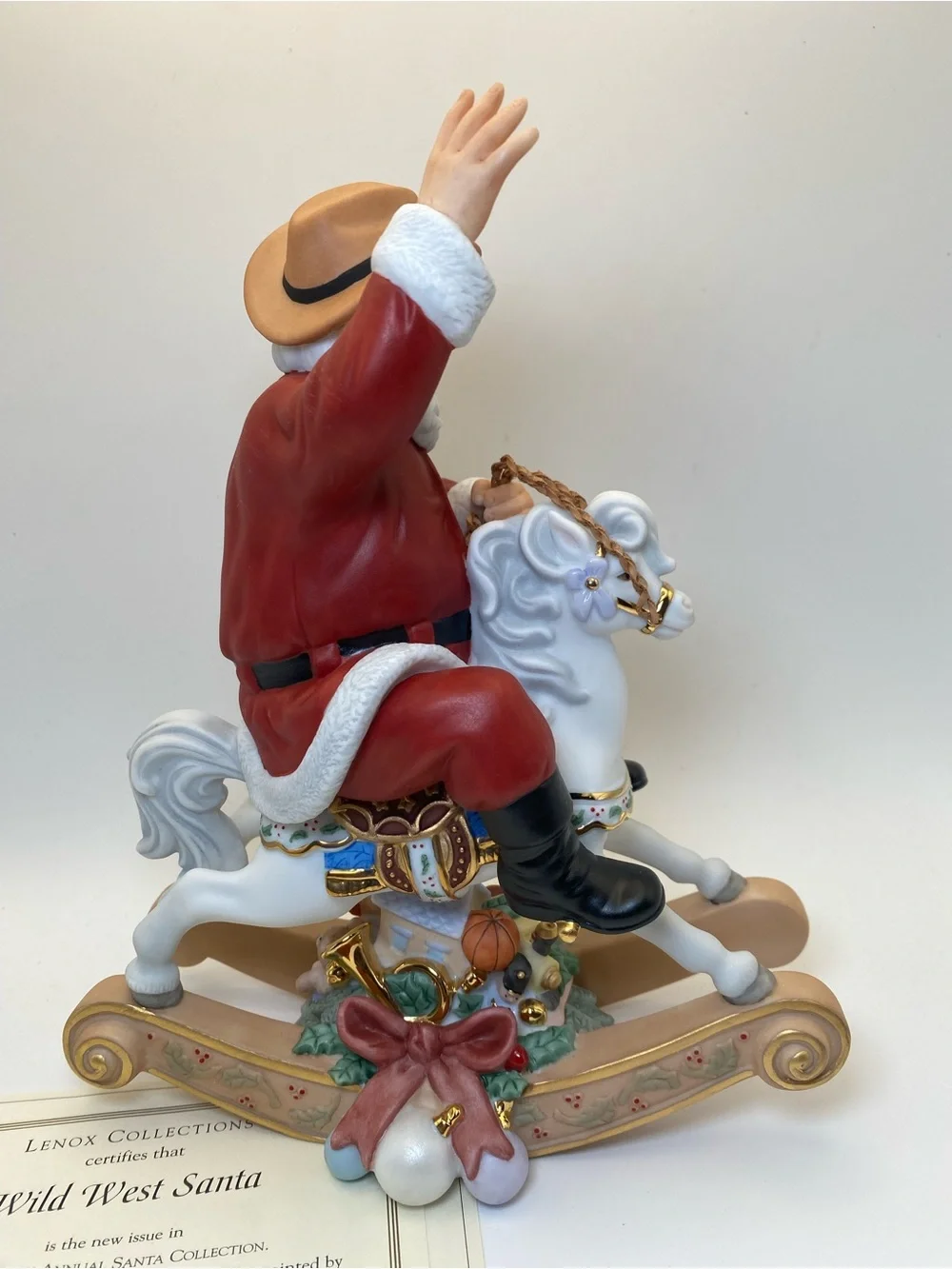 NEW Lenox Wild West Santa Riding White Rocking Horse - Figurine w box & COA